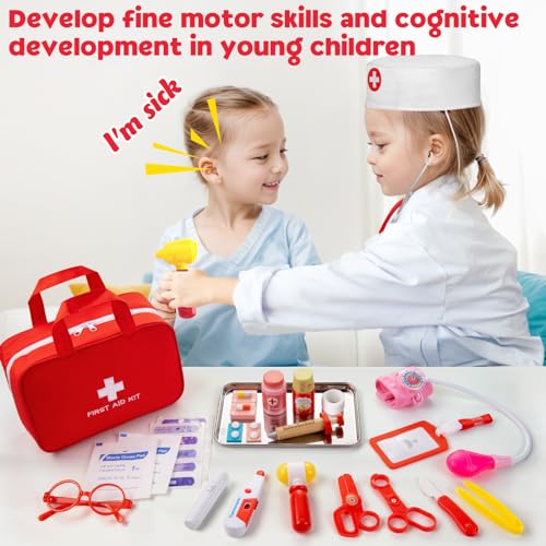 XZZO Doctor Kit for Kids 36 Pcs Pretend Doctor Playset kit for Toddlers 35 with Medical Bag Real Stethoscope Toddler Doctor Play Set for Boys and Girls Fun Role Playing Game Doctor Play Gift - Image 5