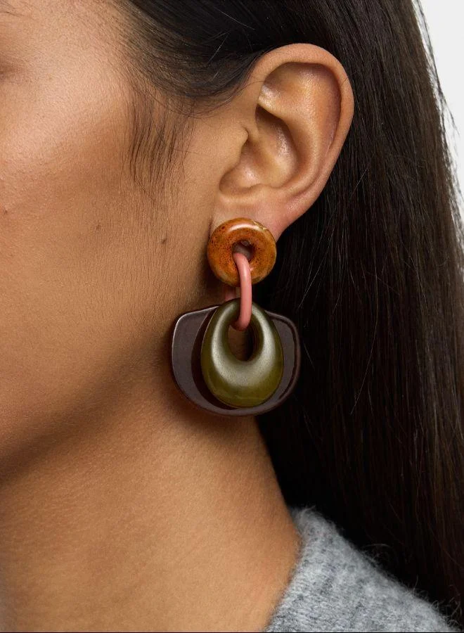 بارفوا أقراط طويلة مع السيراميك والراتنج