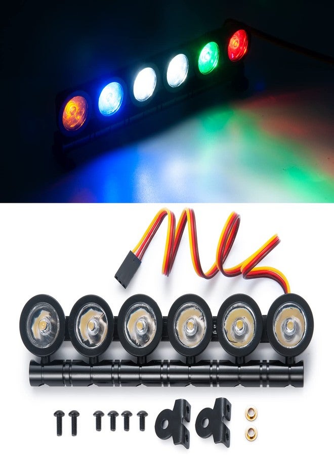 MORFUM RC Car LED Light Bar Headlight Roof Lamp Kit 6 LEDs Body Shell Roof Lights for TRX4 SCX10 90027 SCX10 II 90046 D90 1/10 RC Rock Crawler Car Upgrades (Multicolor) - Image 1