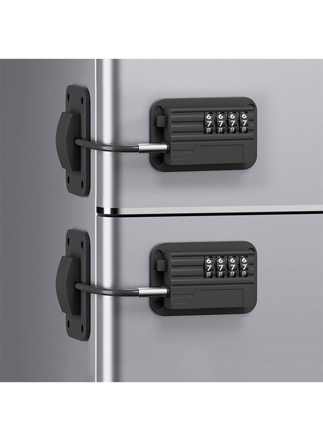 DUNISO 2 Pack Child Proof Fridge Lock,Refrigerator Lock 4-Digit Cable Lock, Child Proof Door Lock for Kitchen Refrigerator, Cabinets and Drawers, Closets, Windows, Doors,No Tools Need (Black) - Image 1