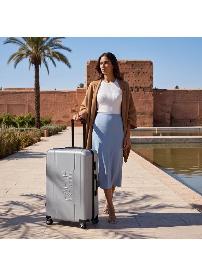Eagle Express Patron 3 Piece Luggage Set 20/24/28 Inch Silver, ABS Hard Shell Trolley Suitcase Set with Lightweight Travel Design, Cabin & Check-In Luggage, 360 Spinner Wheels, Secure Lock System and 2 Year Warranty - Image 2
