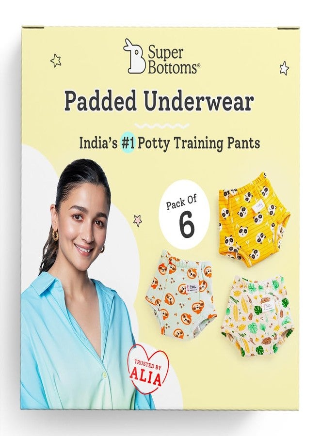 superbottoms Padded Underwear for Babies & Toddlers (1-2 Years), 3 Layers of Premium Cotton & DryFeel Layer, Ideal for Diaper-Free Time & Mess-Free Potty Training Pants, Pack of 6 - Image 1