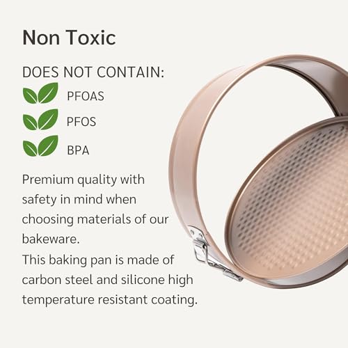 HAPPIELS Nonstick 8 Inch Springform Cheesecake Pan | PFOA & BPA Free Non Toxic Spring Form Cake Mold | Best Nontoxic Non Stick Springform Pans for Baking | Leakproof Cake Tin - Image 4