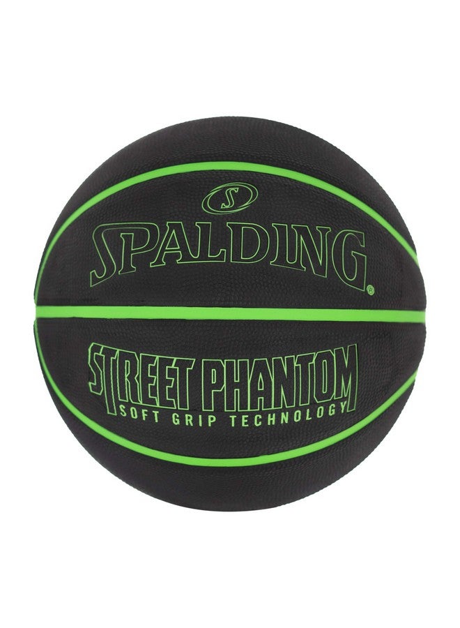 Spalding Street Phantom 29.5 Rubber Moulded Indoor/Outdoor Basketball with Butyl Bladder + Free Air Pin (Green-Black) Size 7 - Image 1