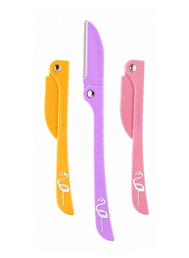 Feather Flamingos 2-Piece Foldable Eyebrow Razor Set - Image 2