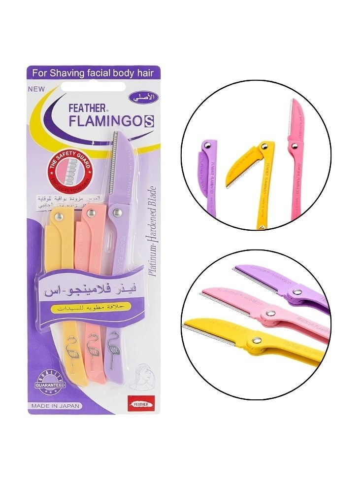 Feather Flamingos 2-Piece Foldable Eyebrow Razor Set - Image 3