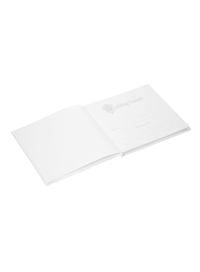 NIBEMINENT Floral Satin Cover Wedding Guest Book White - Image 2
