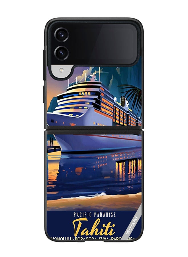 VR CREATIVE Protective Case Cover For Samsung Galaxy Z Flip4 Pacific Paradise Design Multicolour - Image 1