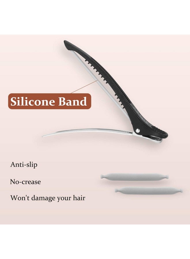 AIMIKE Imike Professional Hair Cutting Clips For Hairdresser Styling Sectioning Non Slip Notrace Duck Billed With Silicone Band Salon And Home Women Men Black 4.3” Long 6Pcs - Image 4