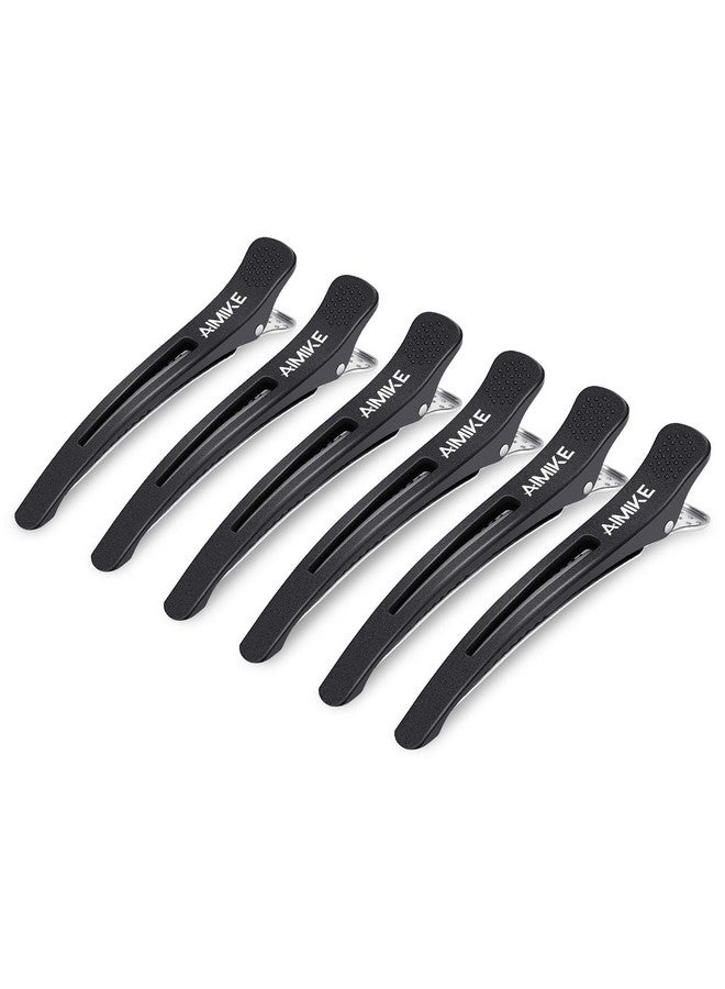 AIMIKE Imike Professional Hair Cutting Clips For Hairdresser Styling Sectioning Non Slip Notrace Duck Billed With Silicone Band Salon And Home Women Men Black 4.3” Long 6Pcs - Image 1