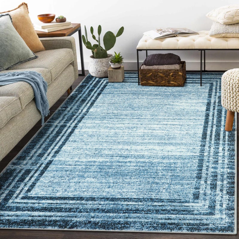 Lahome Abstract Area Rugs 5x7Washable Modern Rugs for Living Room NonSlipLowPile Soft Rug Minimalist Bordered Floor Carpet for Bedroom Dining Room Entryway Indoor
