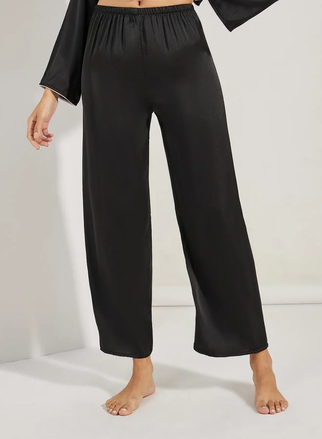 Styli Solid Piped Button Through Shirt & Pyjama Set