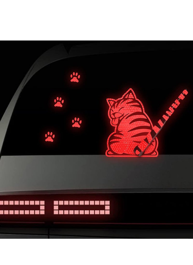 SYOSI - Car Reflective Wiper Stickers, Rear Wiper Decal Funny Cat Moving Tail Waving Wiper Decal, Highly Reflective Vinyl Safety Warning Reflective Stickers for Cars Rear Wipers Windshield Stickers (Red) - Image 1
