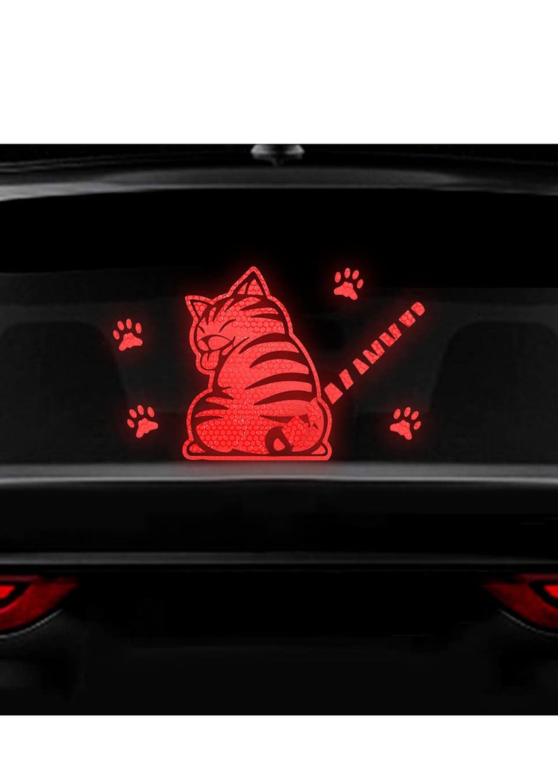 SYOSI - Car Reflective Wiper Stickers, Rear Wiper Decal Funny Cat Moving Tail Waving Wiper Decal, Highly Reflective Vinyl Safety Warning Reflective Stickers for Cars Rear Wipers Windshield Stickers (Red) - Image 1