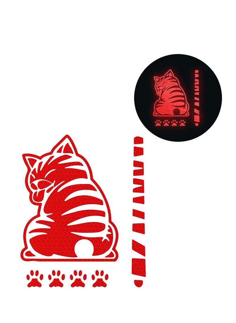 SYOSI - Car Reflective Wiper Stickers, Rear Wiper Decal Funny Cat Moving Tail Waving Wiper Decal, Highly Reflective Vinyl Safety Warning Reflective Stickers for Cars Rear Wipers Windshield Stickers (Red) - Image 1