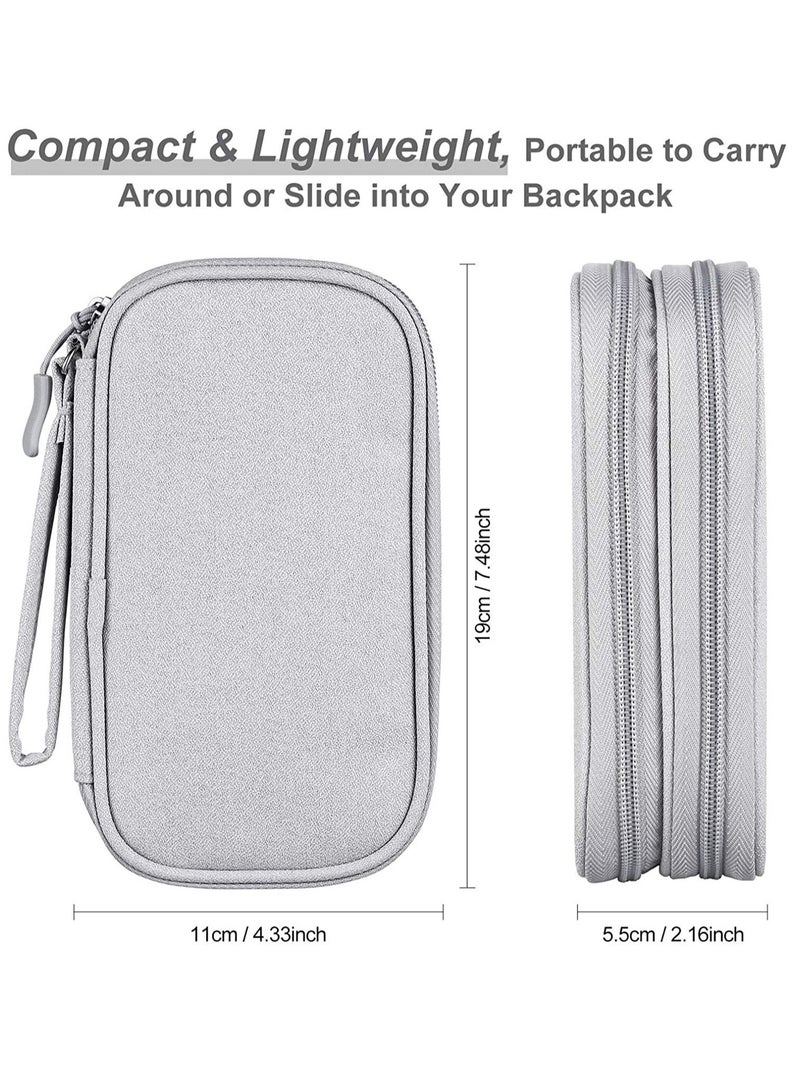 SYOSI Small Electronic Organizer Cable Bag, Travel Portable Electronic Accessories Storage Bag Soft Carrying Case Pouch for Hard Drive, Cord, Charger, Earphone, USB, SD Card (Light Grey) - Image 2
