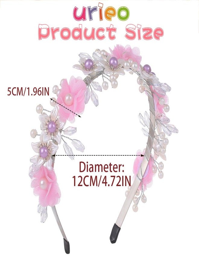 Urieo Flower Girl Headband Pearl Floral Wedding Hair Accessories for Girls - Image 3