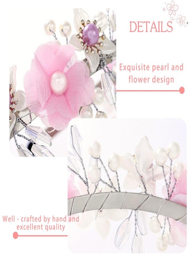 Urieo Flower Girl Headband Pearl Floral Wedding Hair Accessories for Girls - Image 5