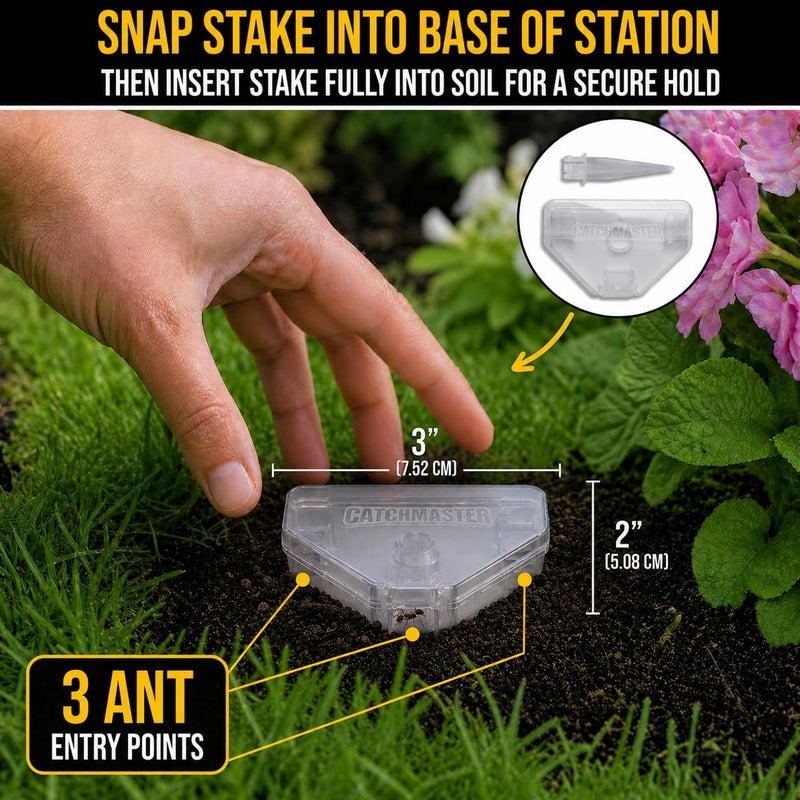 Catchmaster DEFIANT Ant Traps Set of 5 Reusable Outdoor Ant Traps (Ant Killer in Garden, Floor or Mulch, Liquid Ant Killer Bait Not Included, No Mess - Image 3
