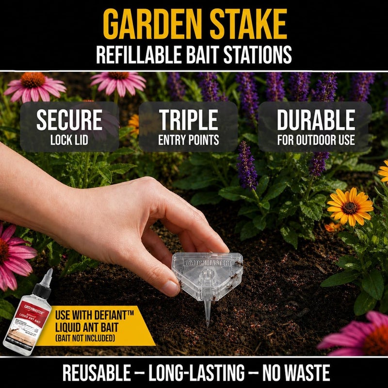 Catchmaster DEFIANT Ant Traps Set of 5 Reusable Outdoor Ant Traps (Ant Killer in Garden, Floor or Mulch, Liquid Ant Killer Bait Not Included, No Mess - Image 2