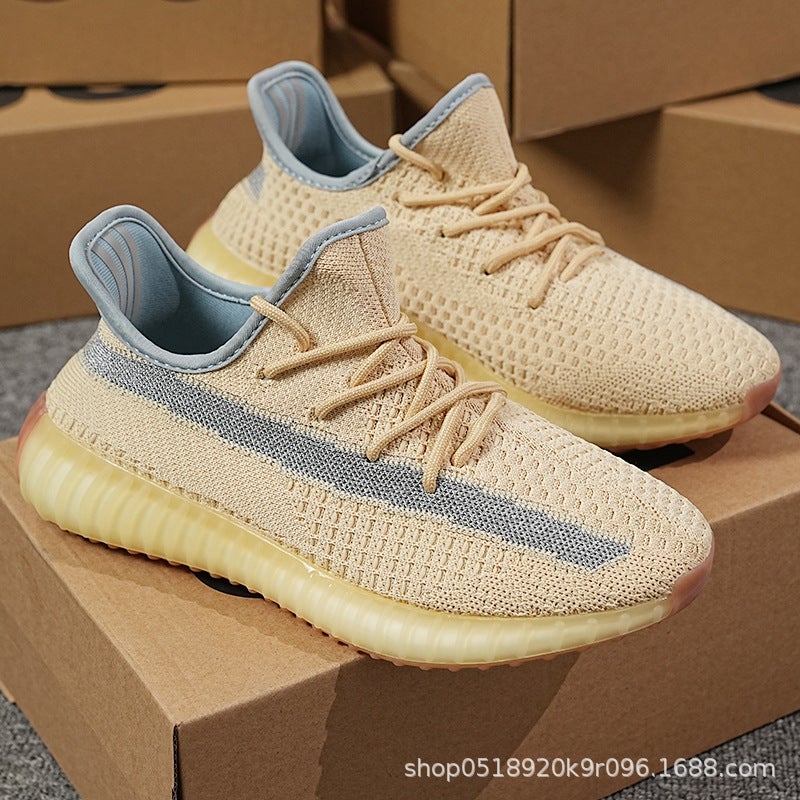 Summer Breathable Baiyi Coconut Shoes 350 Men'S And Women'S Shoes New Gray Orange Casual Sports Shoes Running Shoes Men'S And Women'S Baby'S Breath - Image 1