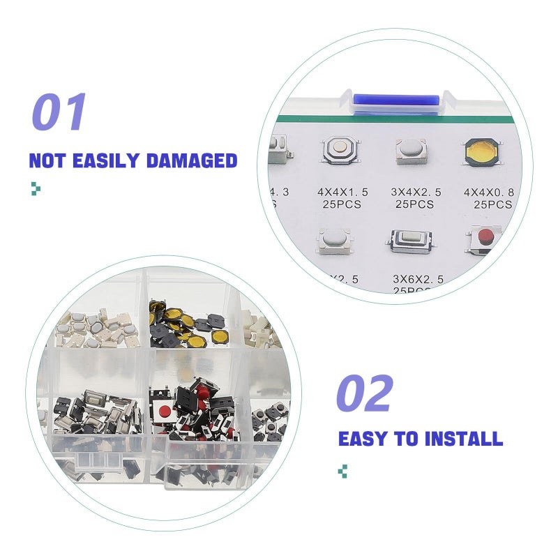 250 Pcs Momentary Tactile Push Button Switch Kit For Automotive Car Electronics DIY - Image 4
