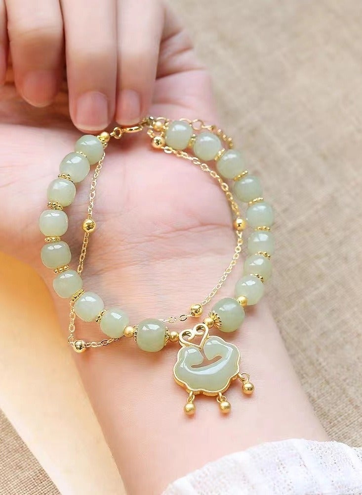 سوار قفل السلام للنساء | تصميم كلاسيكي أنيق | أسلوب إنس متعدد الاستخدامات | سوار صداقة فريد | مجوهرات قفل السلام الخضراء الفاخرة والفاخرة - Image 2