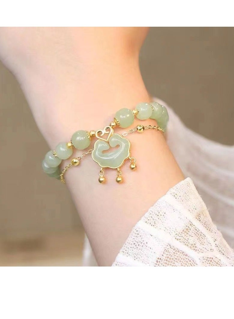 سوار قفل السلام للنساء | تصميم كلاسيكي أنيق | أسلوب إنس متعدد الاستخدامات | سوار صداقة فريد | مجوهرات قفل السلام الخضراء الفاخرة والفاخرة - Image 3