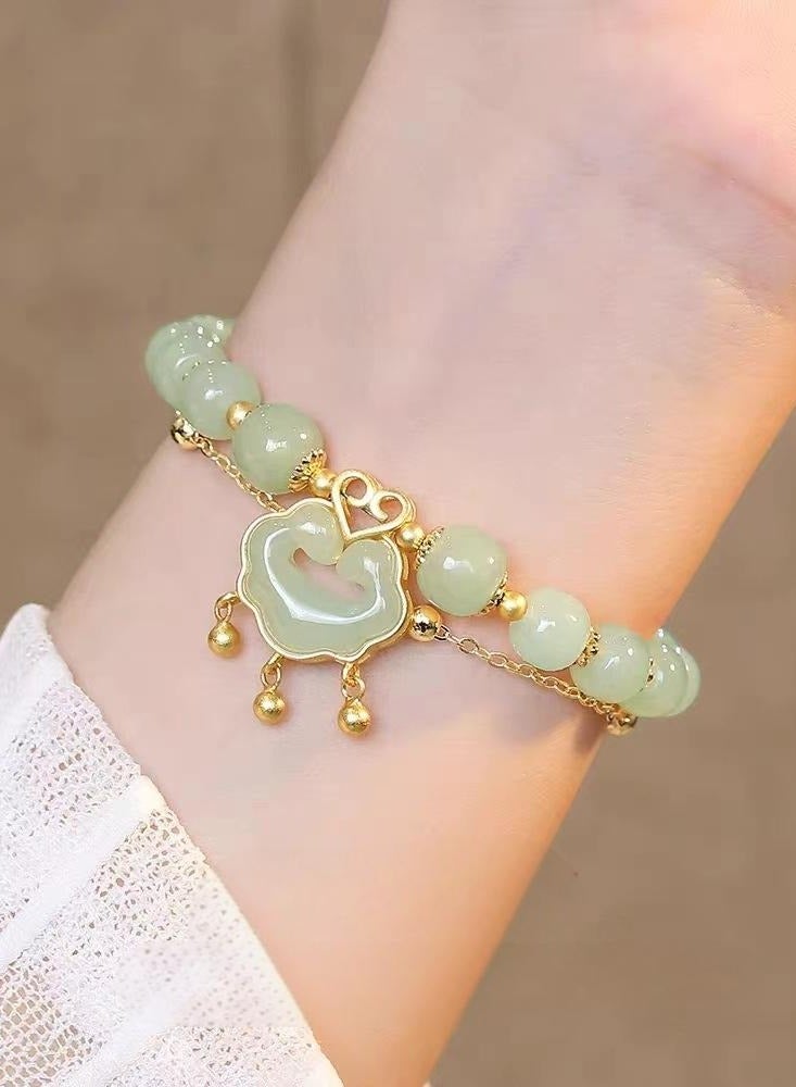 سوار قفل السلام للنساء | تصميم كلاسيكي أنيق | أسلوب إنس متعدد الاستخدامات | سوار صداقة فريد | مجوهرات قفل السلام الخضراء الفاخرة والفاخرة - Image 5