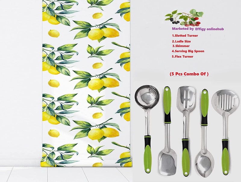 Stotram Stainless Steel Cooking and Serving Spoon SetSteel Spoon and with Plastic Handles Pack of 5 Different Spoons in a Set Green - Image 4