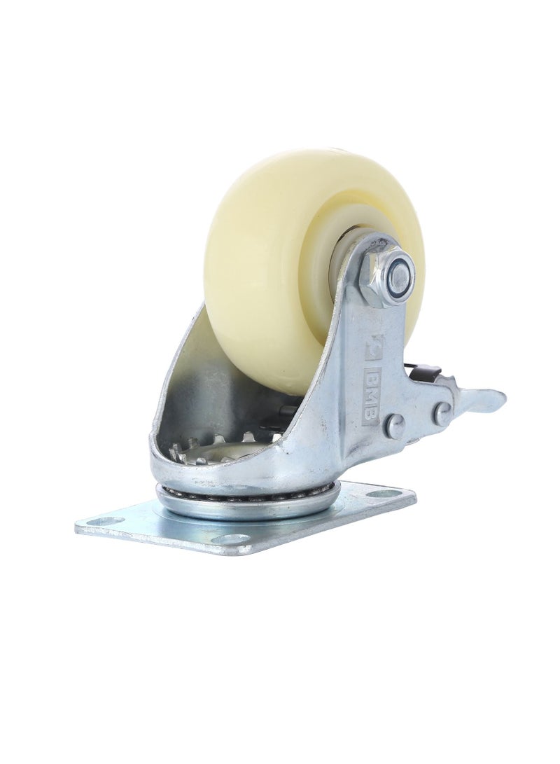 بي إم بي تولز طقم عجلات متحركة من البولي بروبيلين مع كرة مزدوجة و فرامل مكون من قطعتين - 75 ملم - أبيض - Image 3