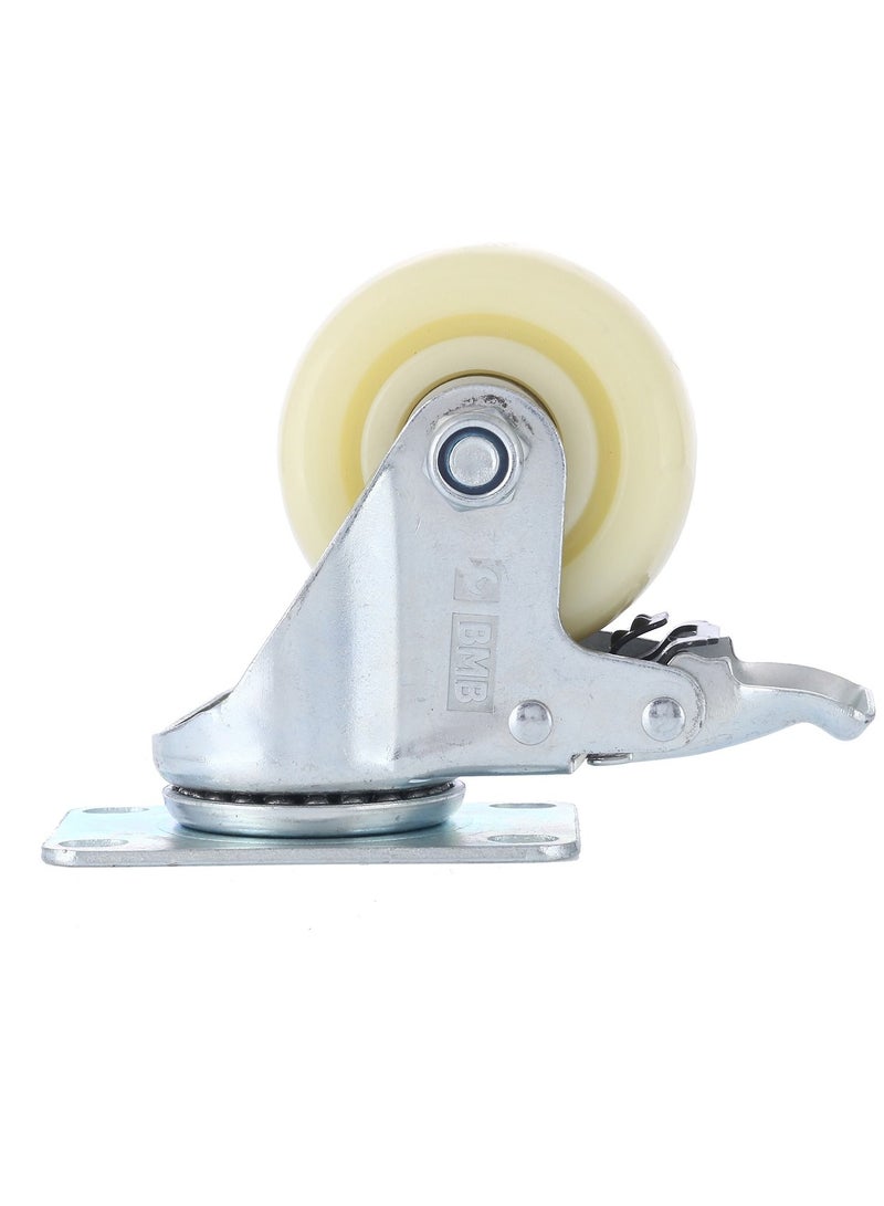 بي إم بي تولز طقم عجلات متحركة من البولي بروبيلين مع كرة مزدوجة و فرامل مكون من قطعتين - 75 ملم - أبيض - Image 2