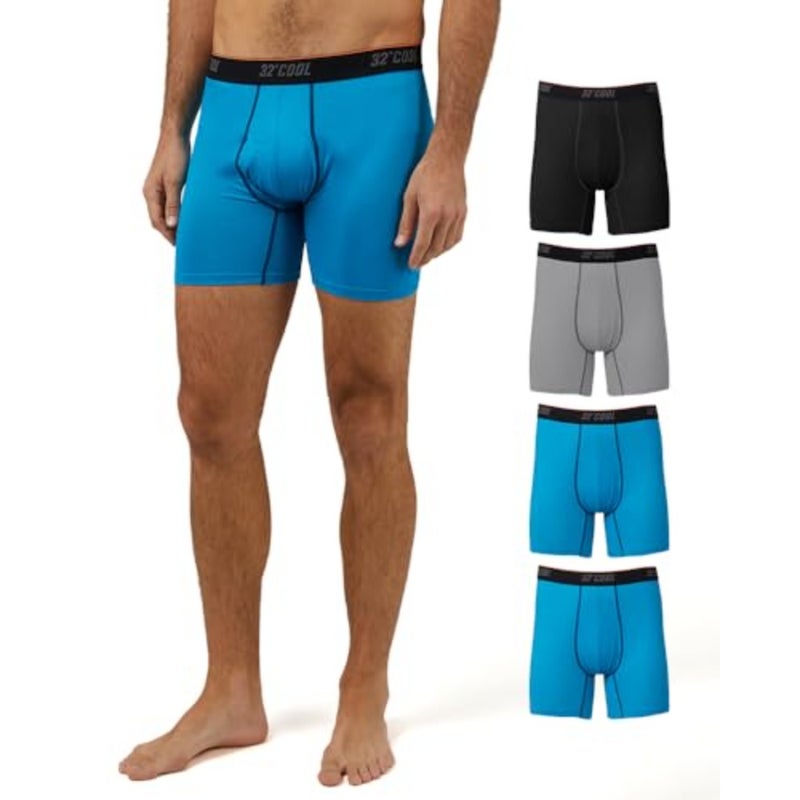 3 Degrees Men's 4 Pack Active Boxer Brief Anti-Odor Quick Drying 4-Way Stretch - Image 1