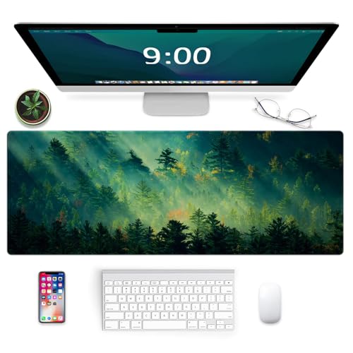 Galdas Mouse Pad,Office Desk Mat Large Gaming Keyboard Pad Durable Stitched Edges Washable Smooth Surface Control & Accuracy Extended Computer Mouse Mat (31.5X11.8In)-Green Forest… - Image 3