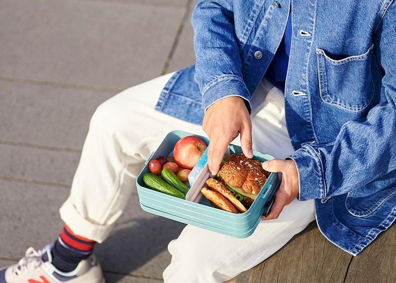 Mepal Lunch Box To Go Large For 4 Sandwiches Or 8 Slices Of Bread Snack And Lunch Adults Nordic Blue - Image 2