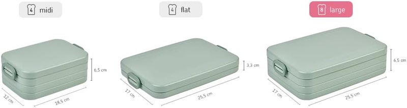 Mepal Lunch Box To Go Large For 4 Sandwiches Or 8 Slices Of Bread Snack And Lunch Adults Nordic Blue - Image 4