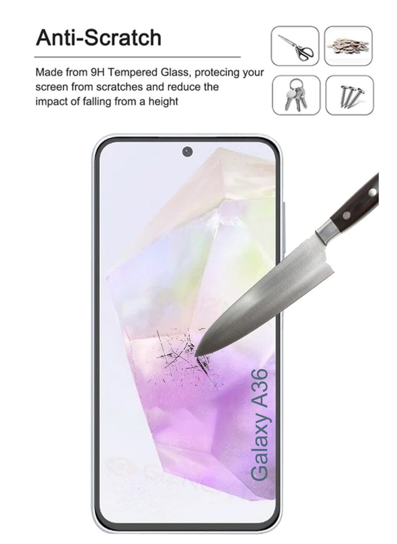 Samsung Galaxy A36 - Tempered Glass Screen Protector - Delicate Touch , Higher Transparency , Easy to Install ,Anti-scratch and Bubble-free Screen Protector - Clear