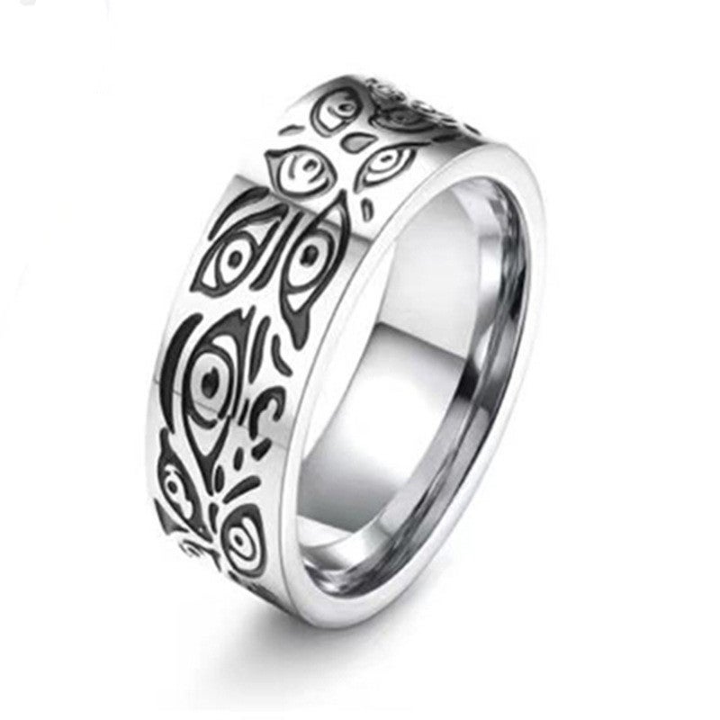 Retro Black Viking Style Titanium Ring - Stress Relief Accessory