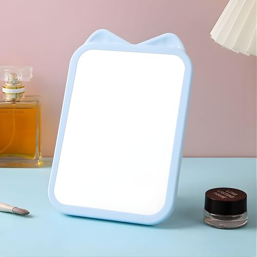 TOMATUS Mirror with Stand | Glass Rectangle Cosmetic Standing Mirror for Makeup, Portable for Travel, Camping, Home (Pink - Pack of 1, Rectangular, Floor Mount, Framed) - Image 1