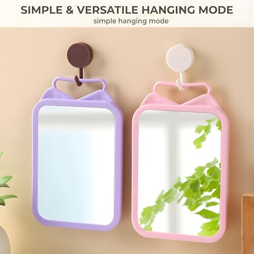 TOMATUS Mirror with Stand | Glass Rectangle Cosmetic Standing Mirror for Makeup, Portable for Travel, Camping, Home (Pink - Pack of 1, Rectangular, Floor Mount, Framed) - Image 5