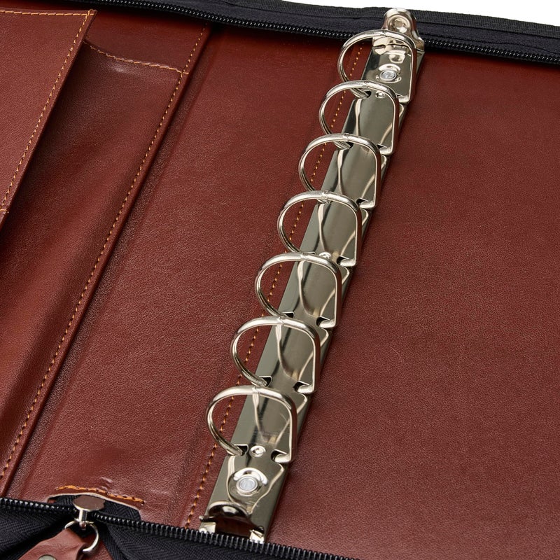 GALLAWAY LEATHER 7 Ring Checkbook Binder for Business Checks, PU Leather Check Binder Portfolio with Zipper,600 Checks Capacity,for Executive and Personal Use (Dark Brown) - Image 5
