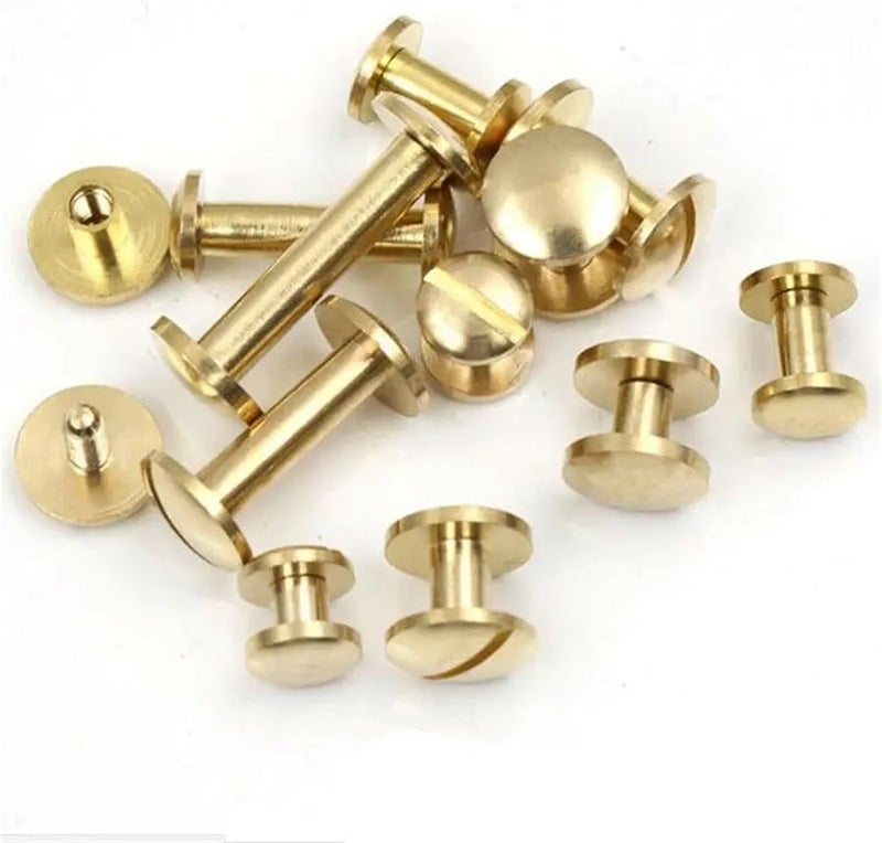 Solid Brass Chicago Screws 10mm 100 Sets For Leather Craft Photo Album Belt Wallet Fasteners - Image 2