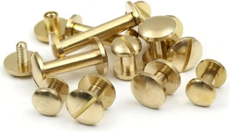 Solid Brass Chicago Screws 10mm 100 Sets For Leather Craft Photo Album Belt Wallet Fasteners - Image 4