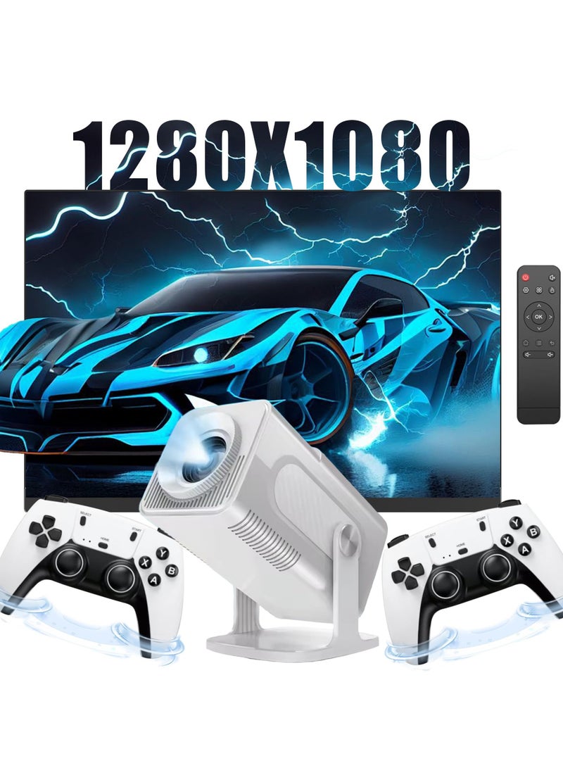 Topleo HCS350 Pro Projector and game,64G,Retro 4K Smart Game Projector 1280*1080P Built-in 30000 Games,Portable video game with 2 Wireless Controllers,5G WiFi Bluetooth,HDMI,Android 12,home theater,office  - Image 1