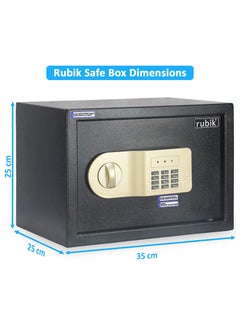 Rubik Safe Box A4 Document Size Locker Security Safety Deposit With Key and Keyless Entry (25x35x25cm) Black  - Image 2
