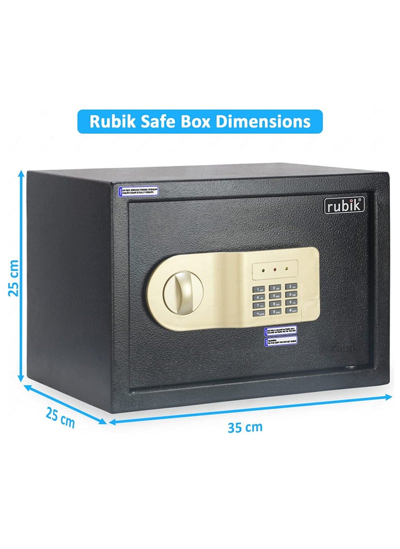 Rubik Safe Box A4 Document Size Locker Security Safety Deposit With Key and Keyless Entry (25x35x25cm) Black  - Image 2