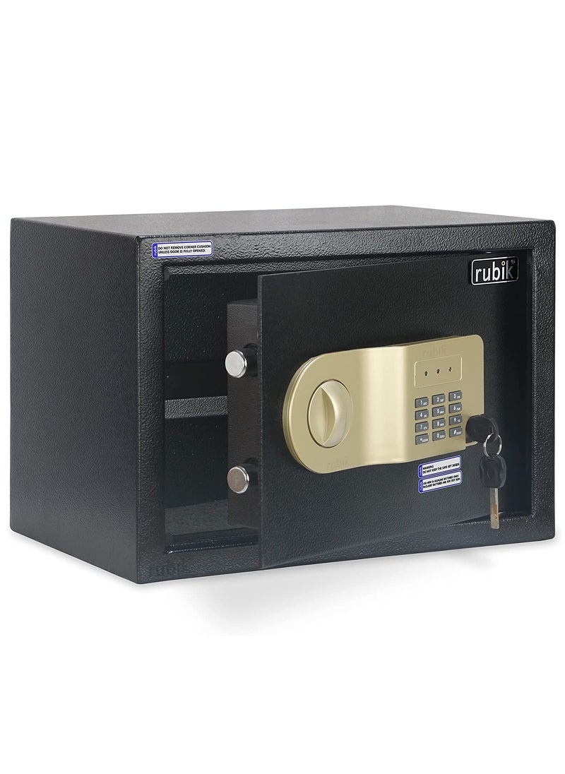 Rubik Safe Box A4 Document Size Locker Security Safety Deposit With Key and Keyless Entry (25x35x25cm) Black  - Image 1