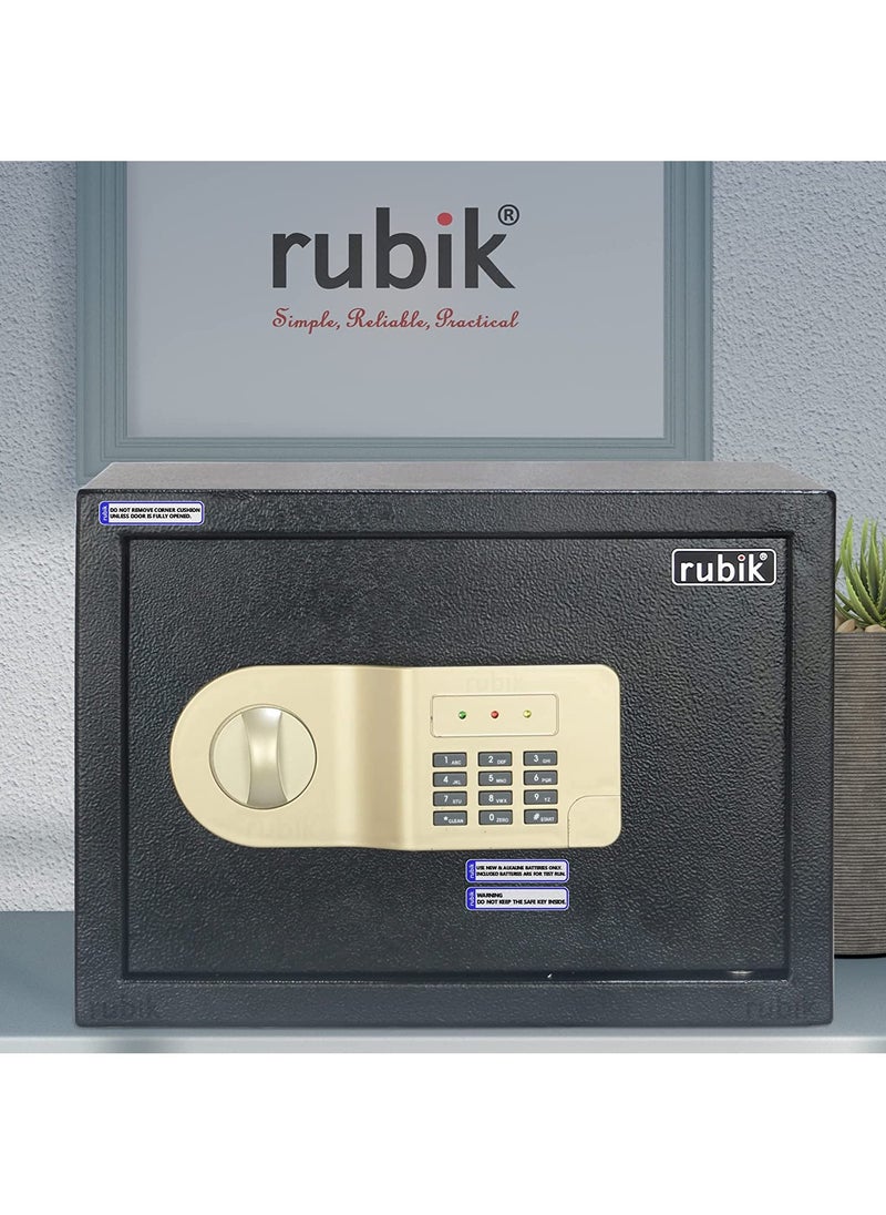 Rubik Safe Box A4 Document Size Locker Security Safety Deposit With Key and Keyless Entry (25x35x25cm) Black  - Image 4