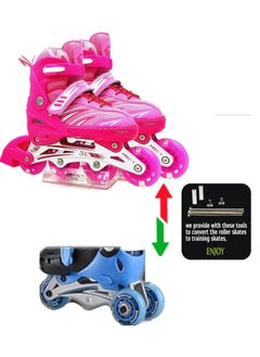 Draxon Roller skates for kids adjustable with Light Up wheels, Fun Illuminating for boys Girls, rollerskates for kids beginners, suitable for indoor outdoor model-302-Pink, adjustable 4 sizes  - Image 2