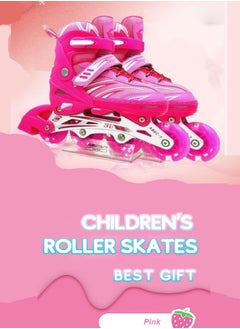 Draxon Roller skates for kids adjustable with Light Up wheels, Fun Illuminating for boys Girls, rollerskates for kids beginners, suitable for indoor outdoor model-302-Pink, adjustable 4 sizes  - Image 3